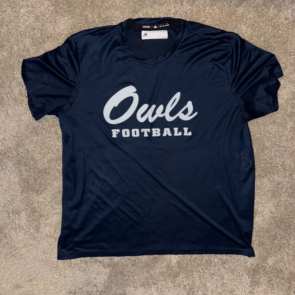 Adidas Florida Atlantic (FAU) "Owls Football" Navy T-Shirt XXL